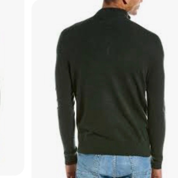 Joseph & Lyman Men's Green Cashmere 1/4-zip Mock-Neck Sweater Pullover Sz L - Picture 2 of 8